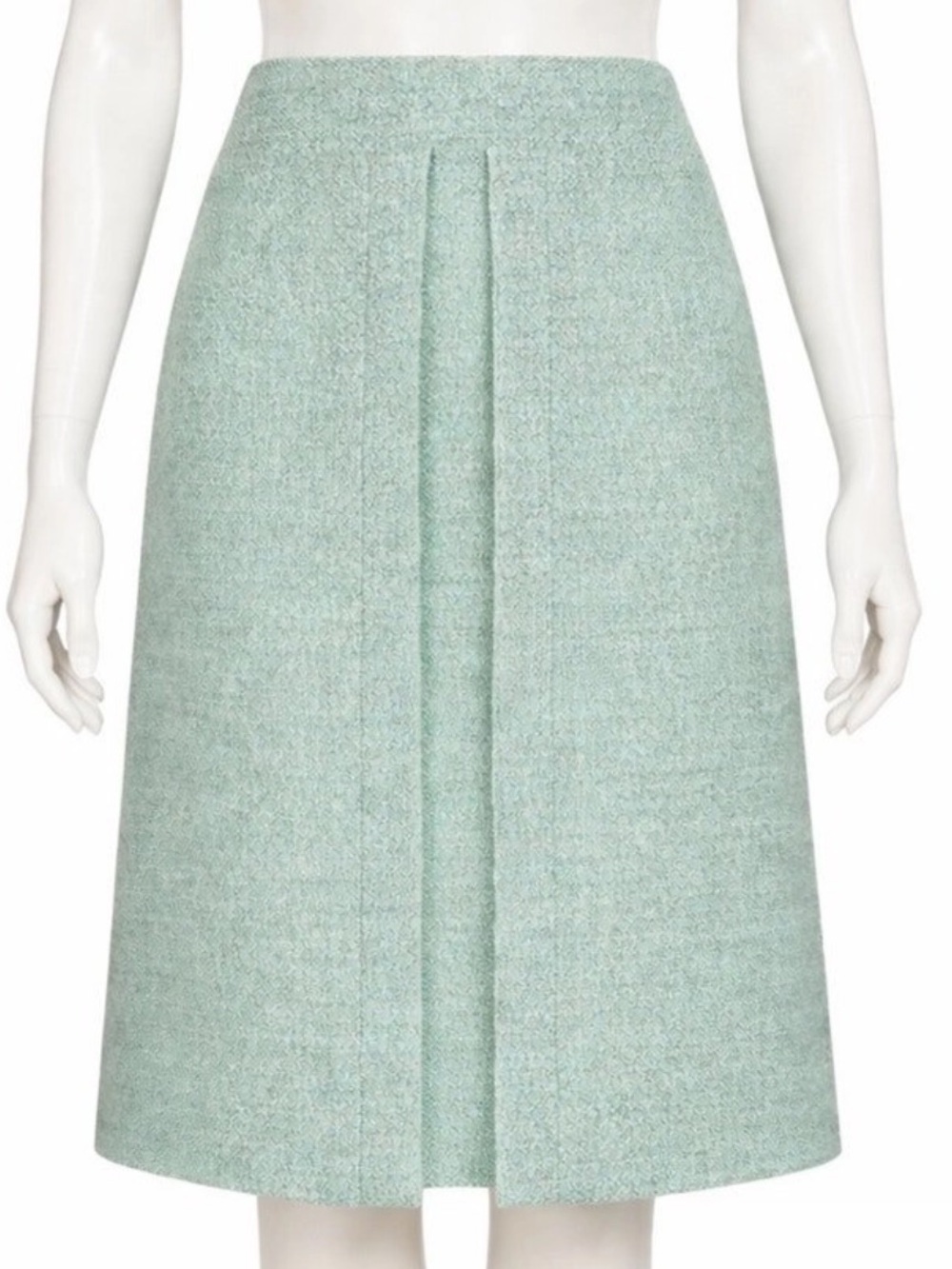Chanel Vintage 1999 Cruise Aqua Seafoam Pencil Skirt FR44 US12 Silk Lined - Picture 2 of 10